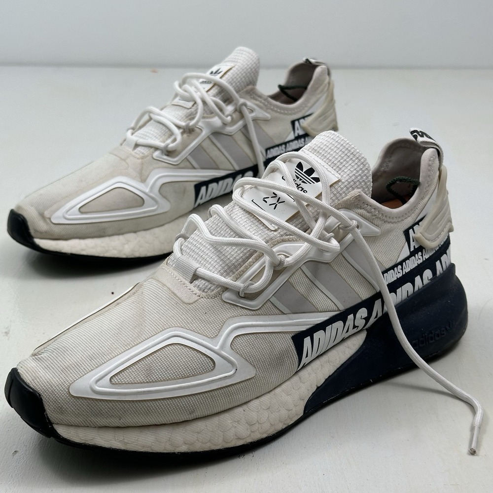 Adidas ZX 2K Boost Shoes Men 9‎ Bold Logo Blue White Graphic Running Sneakers